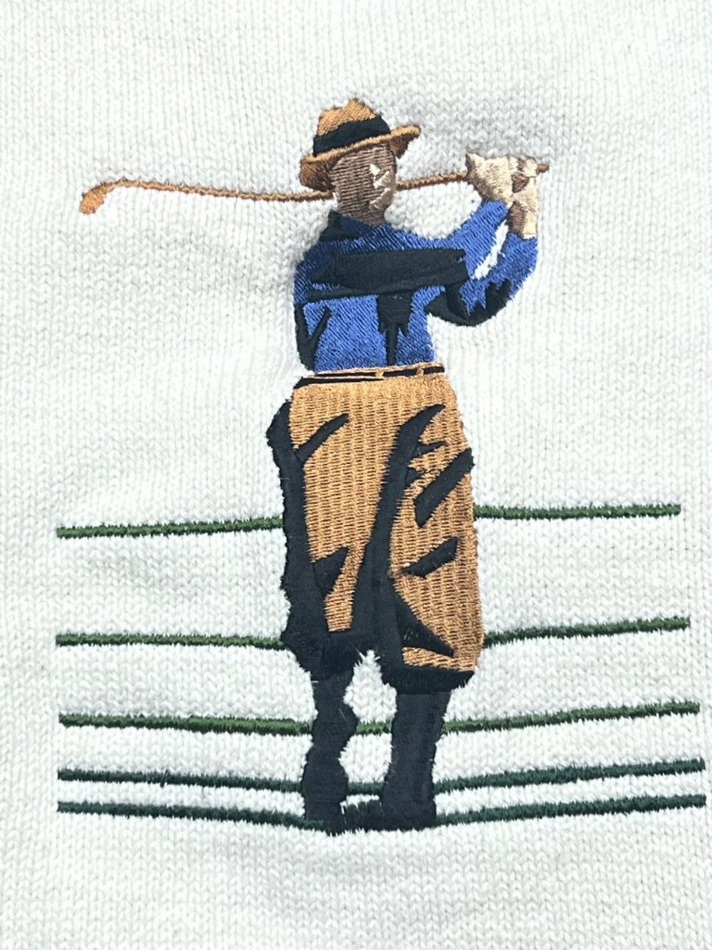 Vintage 90s Court House Square White Knit Crewneck Golf Sweater Men's Size XXL - Picture 2 of 10